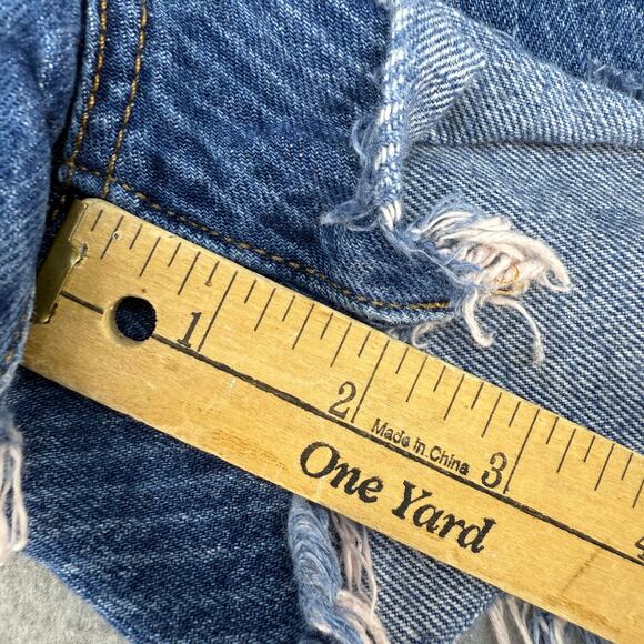 Levi's 501XX Denim Shorts Women's 28 (6) Blue Pinstripe Button Fly Jean Shorts - Picture 12 of 13